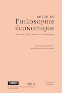 Revue de philosophie économique, v. 11, no 01
